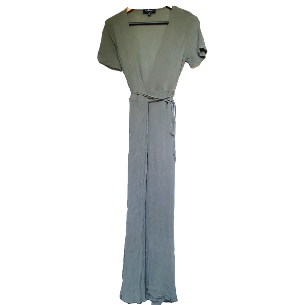 🚫SOLD🚫Lulu's Much Obliged Olive Green Wrap Maxi Dress - Picture 6 of 8